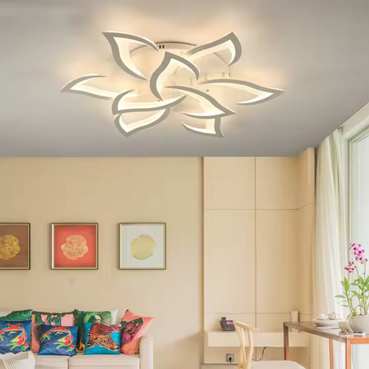 LED luster s diaľkovým ovládaním LOTUS 92W, 9 okvetných lístkov, studené/teplé/neutrálne svetlo, stmievateľné, biela