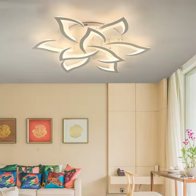 LED luster s diaľkovým ovládaním LOTUS 92W, 9 okvetných lístkov, studené/teplé/neutrálne svetlo, stmievateľné, biela