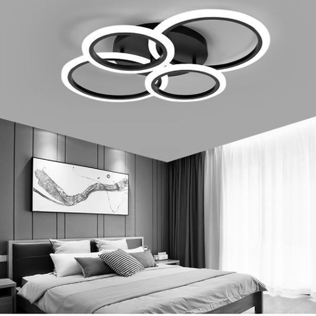 LED túžba s diaľkovým ovládaním Nathaniel 4 Circles 44 W Cold/Hot/Neutrálna čierna