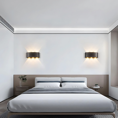 Vonkajšie nástenné LED svietidlo Ellis, 6W, 6 svetelných zdrojov, teplé svetlo, čierne