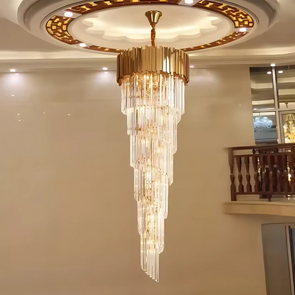 Candelabru Cristal BLOIS Ascendere E14, Diametru 60cm, Auriu, Inaltime Reglabila