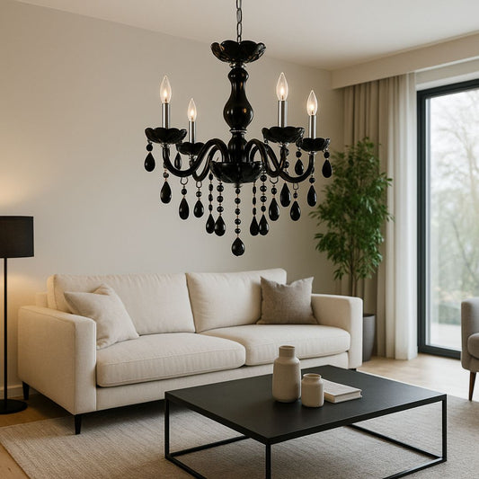 Crystal Cristal Cantal 5XE14, priemer 48 cm, čierna, nastaviteľná výška