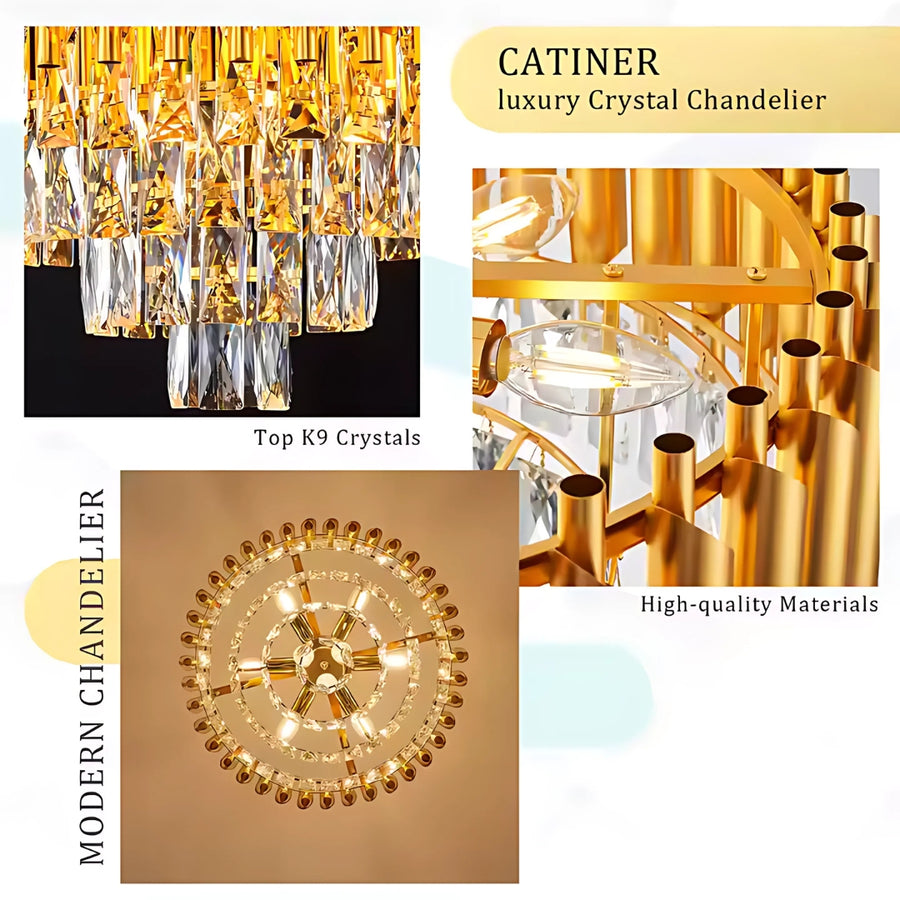 Crystal Luster Versailles Eleganza 8x E14, priemer 49 cm, zlato, nastaviteľná výška