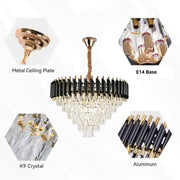 Crystal Luster Versailles Magno 8xe27, 60 cm priemer, lesklé a čierne zlato, nastaviteľná výška