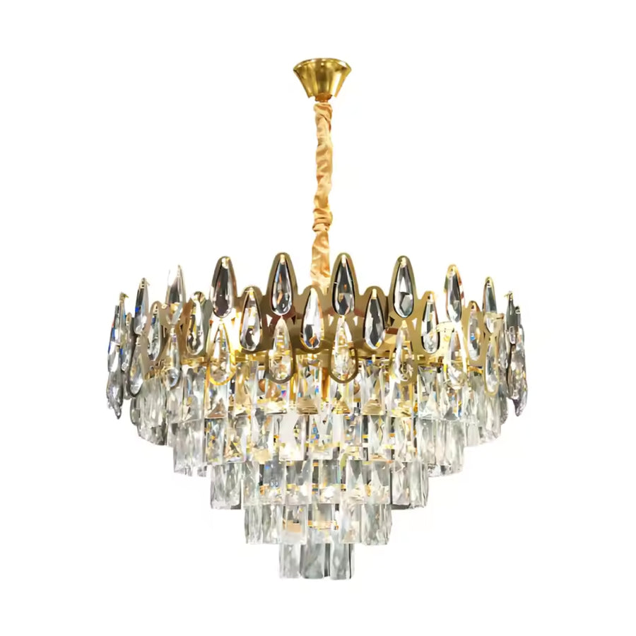 Crystal Luster Alhambra Eleganza 8x E14, priemer 49 cm, lesklé zlato, nastaviteľná výška