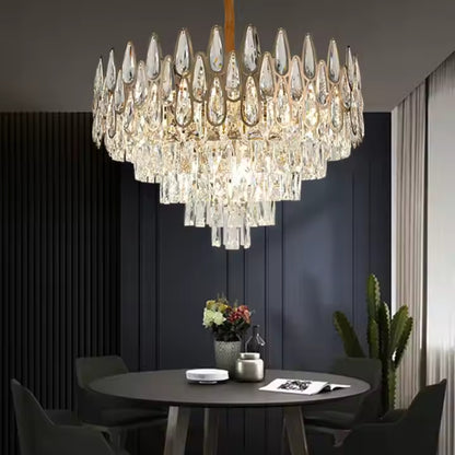 Crystal Luster Alhambra Eleganza 8x E14, priemer 49 cm, lesklé zlato, nastaviteľná výška