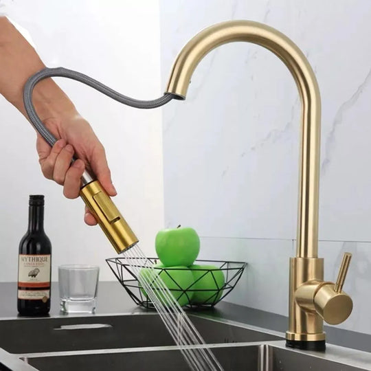 Kuchynská batéria s výsuvnou sprchou, dotyková batéria pre zapnutie/vypnutie, SUS304 nehrdzavejúca oceľ, CF/TOUCH/3 kuchynské batérie Predvolený názov Alessandro Design