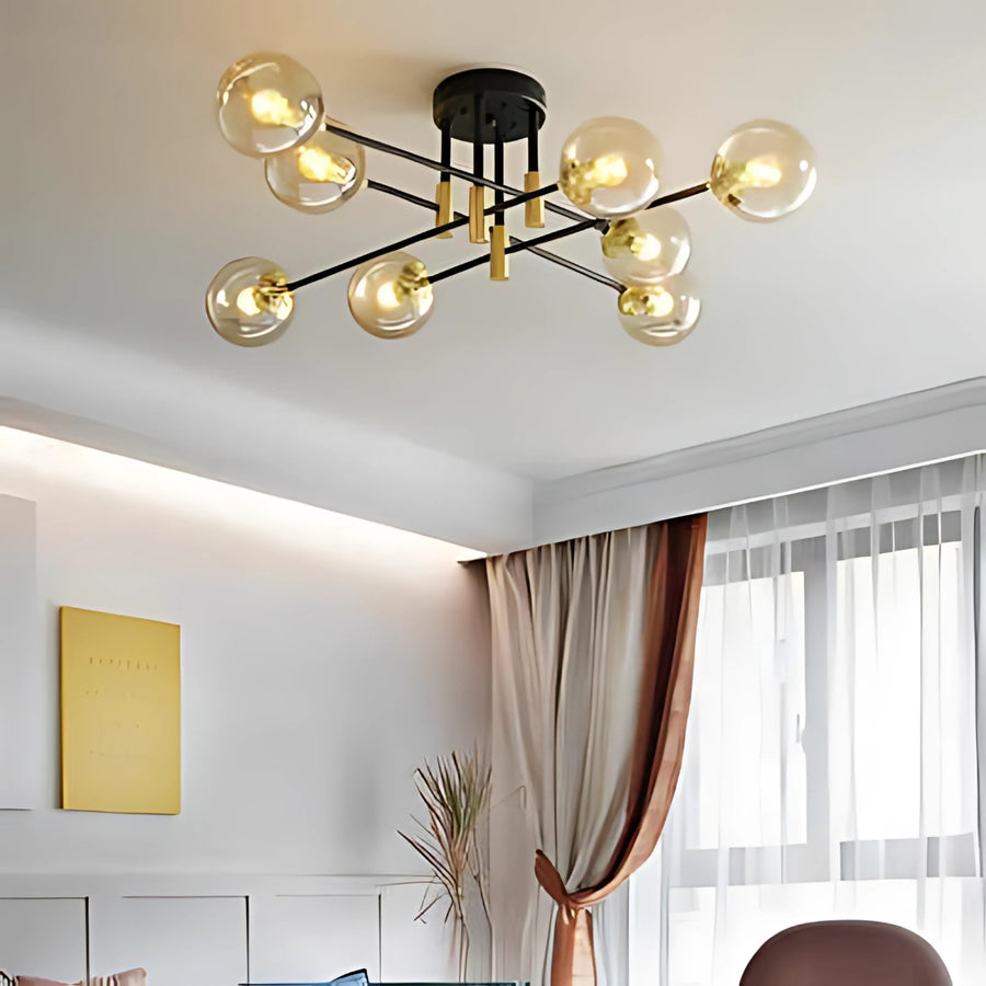 Okrúhle lampa, Penthouse Grand, 8xe27, zlatá čierna, kov