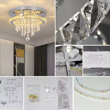 Round Alberian Led Led, 20 W, studené/horúce/neutrálne svetlo, kryštál, lesklý chróm