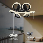 LED LED vrchol Helix, 44 W, vlnité, studené/horúce/neutrálne svetlo, čierne