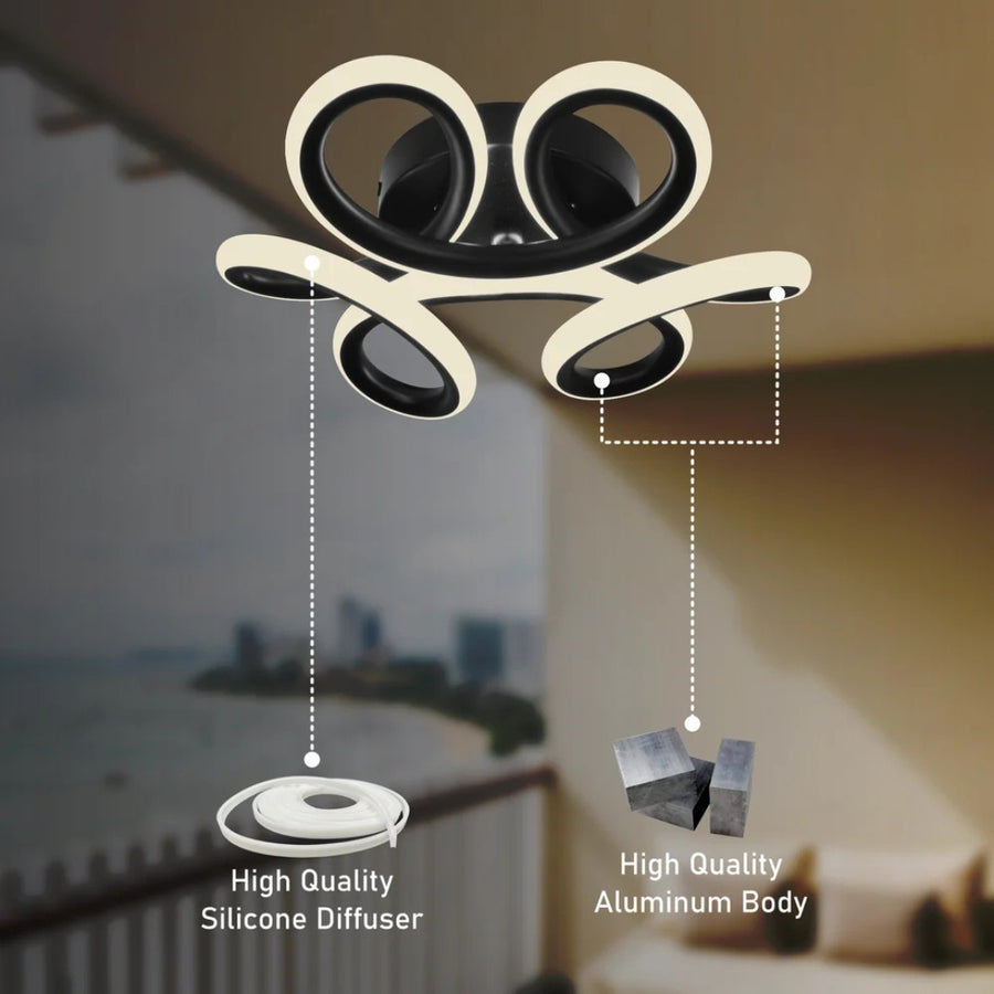 LED LED vrchol Helix, 44 W, vlnité, studené/horúce/neutrálne svetlo, čierne