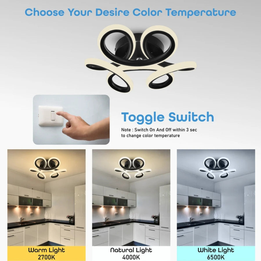 LED LED vrchol Helix, 44 W, vlnité, studené/horúce/neutrálne svetlo, čierne