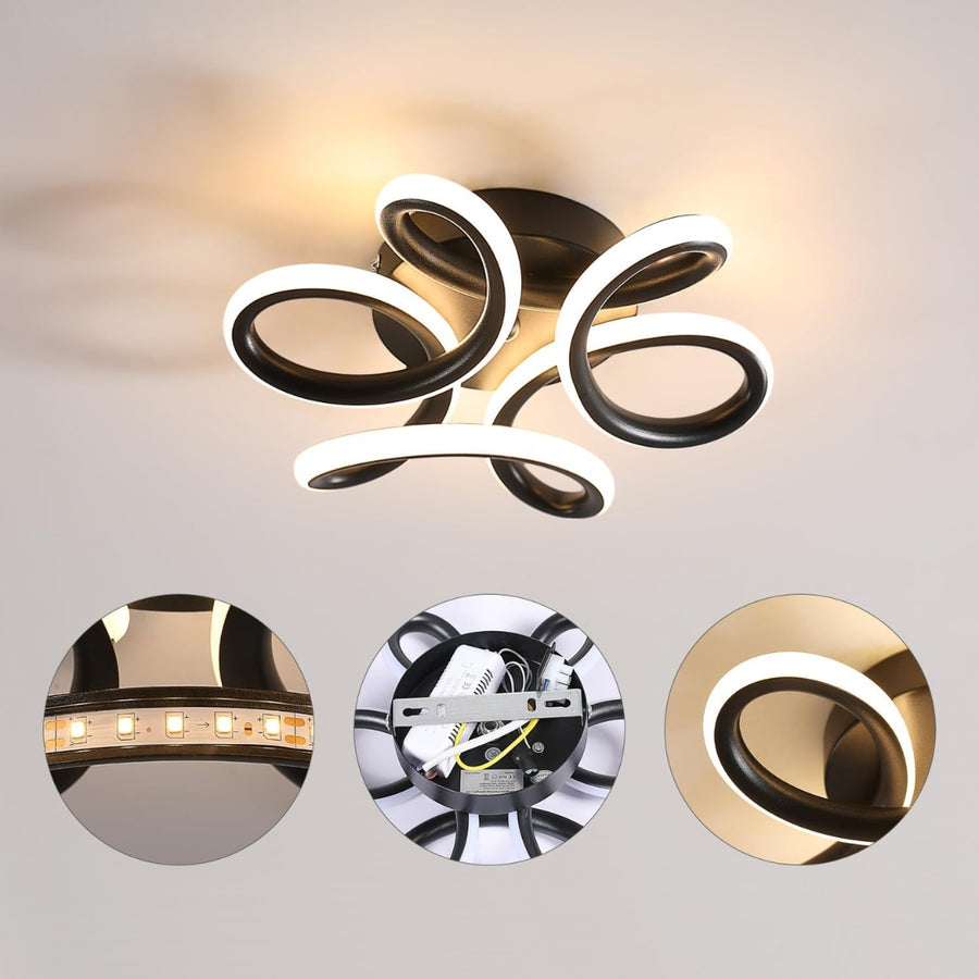LED LED vrchol Helix, 44 W, vlnité, studené/horúce/neutrálne svetlo, čierne