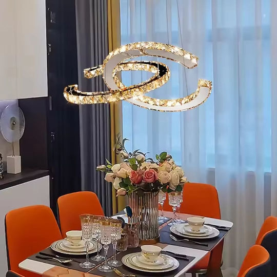 Závesný LED luster s diaľkovým ovládaním a krištáľom PRISM ANTEA 57W, 2 kruhy, studené/teplé/neutrálne svetlo, stmievateľné, lesklý chróm, nastaviteľná výška LED luster s diaľkovým ovládaním Predvolený názov Alessandro Design