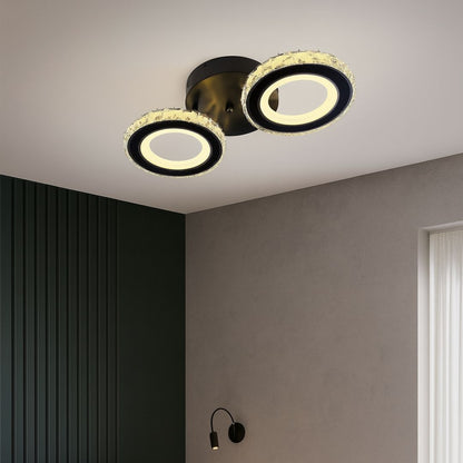 Lust Led Nova Rovon s kryštálmi, diaľkovým ovládaním, 2 svetelnými zdrojmi, 29W, čiernou a nerezou