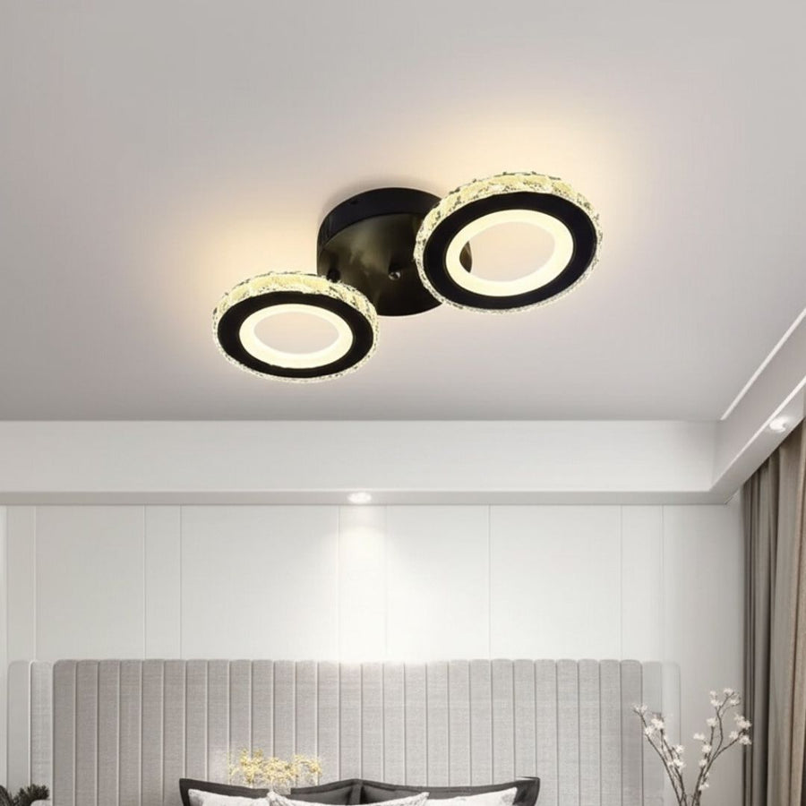 Lust Led Nova Rovon s kryštálmi, diaľkovým ovládaním, 2 svetelnými zdrojmi, 29W, čiernou a nerezou