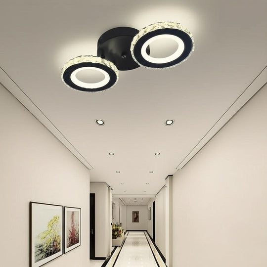 LED luster s diaľkovým ovládaním a kryštálom NOVA ROTONDA 32W, 2 kruhy, studené/teplé/neutrálne svetlo, stmievateľné, čierne krištáľové LED lustre Predvolený názov Alessandro Design