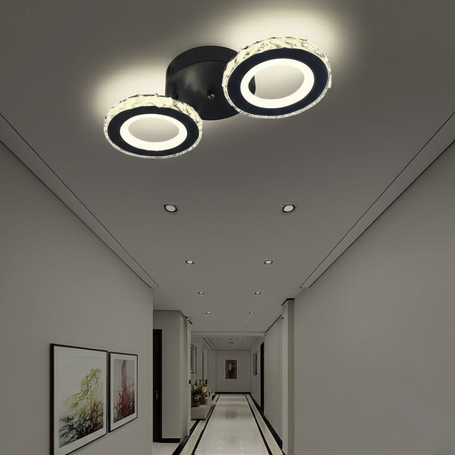 Lust Led Nova Rovon s kryštálmi, diaľkovým ovládaním, 2 svetelnými zdrojmi, 29W, čiernou a nerezou