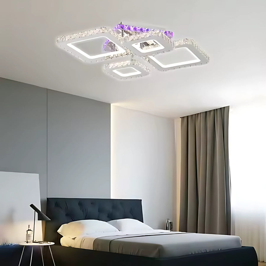 Lust Led Nova Rhomba s kryštálmi, 4 svetelné zdroje, RGB, diaľkové ovládanie, 60 W, lesklý chróm