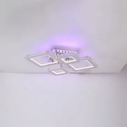 Lust Led Nova Rhomba s kryštálmi, 4 svetelné zdroje, RGB, diaľkové ovládanie, 60 W, lesklý chróm