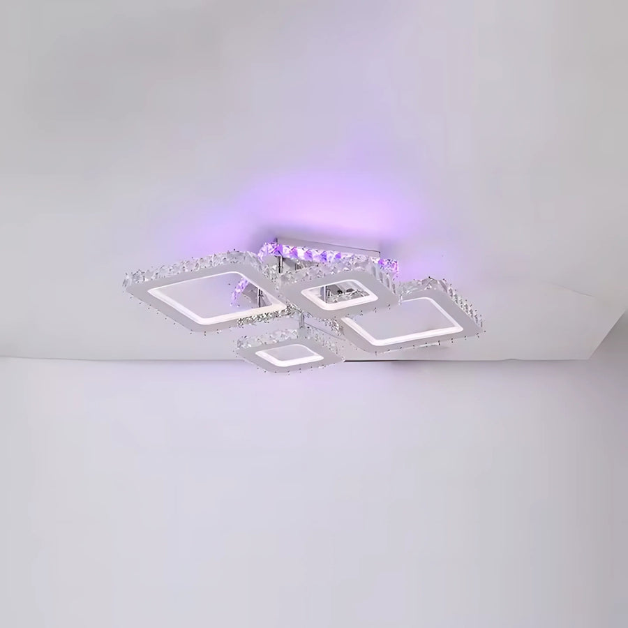Lust Led Nova Rhomba s kryštálmi, 4 svetelné zdroje, RGB, diaľkové ovládanie, 60 W, lesklý chróm
