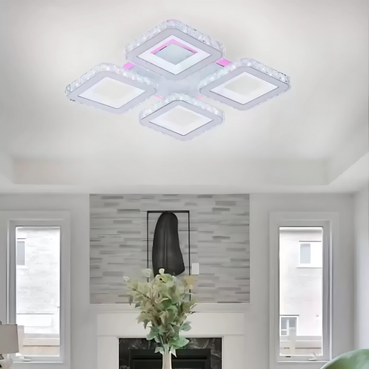 LED LED Leila s diaľkovým ovládaním, 150 W, Chrome s bielym, kovovým a krištáľovým, Daisy, RGB