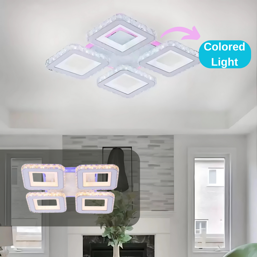 LED LED Leila s diaľkovým ovládaním, 150 W, Chrome s bielym, kovovým a krištáľovým, Daisy, RGB