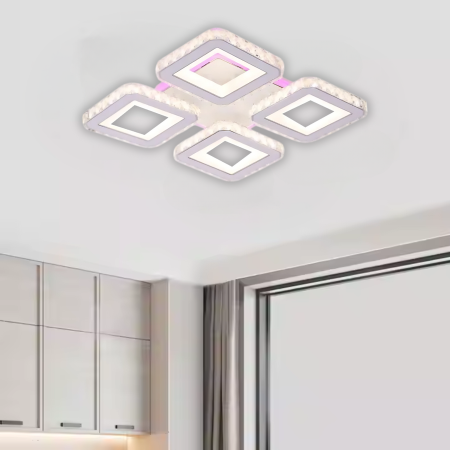LED LED Leila s diaľkovým ovládaním, 150 W, Chrome s bielym, kovovým a krištáľovým, Daisy, RGB