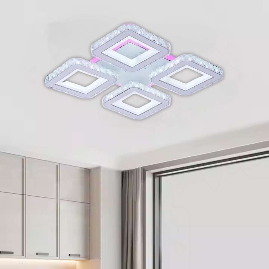 LED LED Leila s diaľkovým ovládaním, 150 W, Chrome s bielym, kovovým a krištáľovým, Daisy, RGB