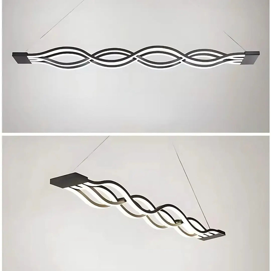 LED luster zavesený s vlnovým diaľkovým ovládaním, 100 W, nastaviteľná výška, studené/horúce/neutrálne svetlo, nestabilné, čierne