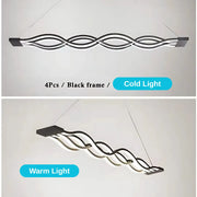 LED luster zavesený s vlnovým diaľkovým ovládaním, 100 W, nastaviteľná výška, studené/horúce/neutrálne svetlo, nestabilné, čierne