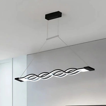 LED luster zavesený s vlnovým diaľkovým ovládaním, 100 W, nastaviteľná výška, studené/horúce/neutrálne svetlo, nestabilné, čierne
