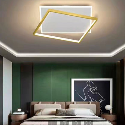 LED luster so slnečným diaľkovým ovládaním, 98 W, 2 štvorce, studené/horúce/neutrálne svetlo, nestabilné, zlaté