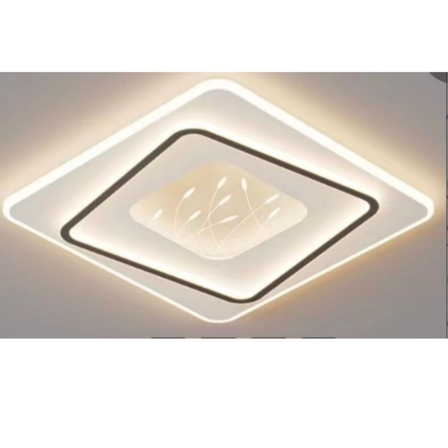 LED luster s geometrickým riadkom diaľkového ovládača, 125 W, 2 štvorce, studené/horúce/neutrálne svetlo, nestabilné, čierne