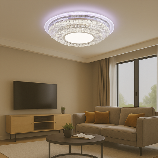 LED luster s diaľkovým ovládačom MIRALUX RGB, 70W, modré/studené/teplé svetlo, stmievateľné, biela