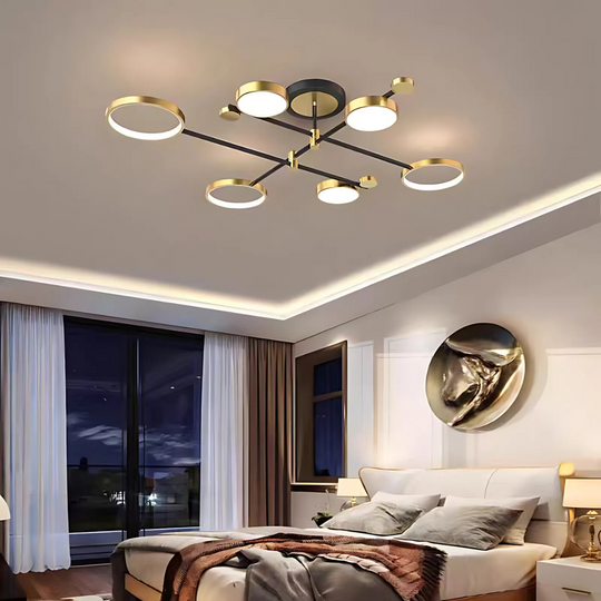LED luster s diaľkovým ovládaním MARIA, 6 prvkov, 31W, teplé/studené/neutrálne svetlo 3000K/4000K/6000K, stmievateľné, zlaté a čierne, kovové LED luster s diaľkovým ovládaním Predvolený názov Alessandro Design