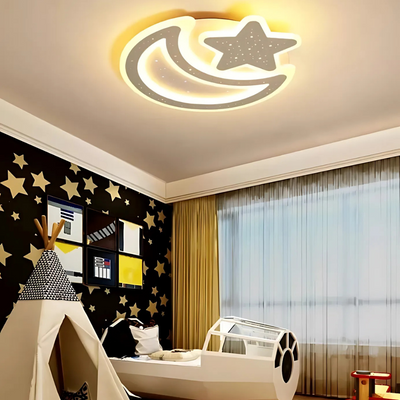 Nova LED luster s diaľkovým ovládaním, 91W, stmievateľný, v tvare mesiaca a hviezdy, biely