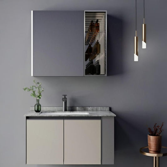 Súprava kúpeľňového nábytku ZAKYNTHOS, 80 cm, 2 kusy, sivá a krémová