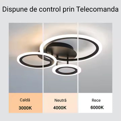 LED luster s betty diaľkovým ovládaním, 41 W, 3 kruhy, studené/horúce/neutrálne svetlo, nestabilné, čierne