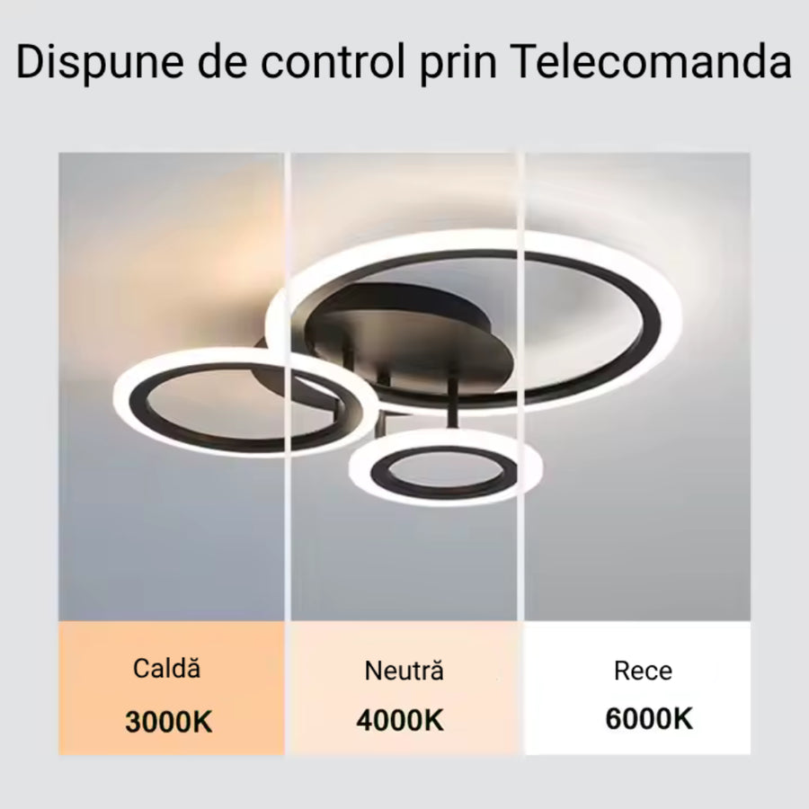 LED luster s betty diaľkovým ovládaním, 41 W, 3 kruhy, studené/horúce/neutrálne svetlo, nestabilné, čierne