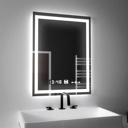 Obdĺžnikové LED zrkadlo 45x60cm Verite Motionglow MARCLELL SMONABLE CLOCKY SYSTÉM A SMOLNÝ TERMOMERMER