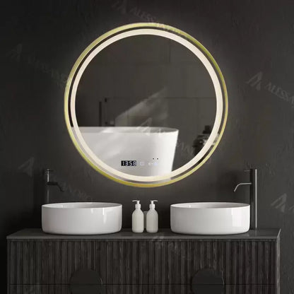 60 cm Celest Royale Gold Motionglow Marcellow Mirror Mercello Clock Defrost & Smoteble Therometer