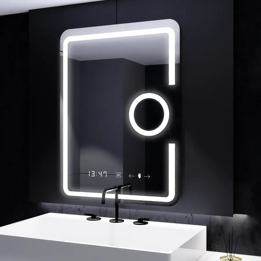 Zrkadlové obdĺžnikové obdĺžnikové 60x80cm Eclat Motionglow Marcello DeFosting System Teplomer a kozmetika hodín skombíha