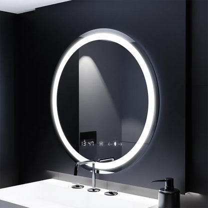 Okrúhle LED zrkadlo 70 cm Celeste Motionglow Marcello Smoteble Clock Defosting System