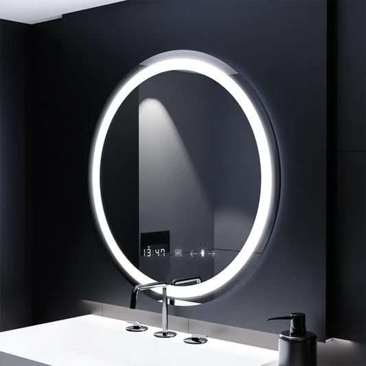 Okrúhle LED zrkadlo 70 cm Celeste Motionglow Marcello Smoteble Clock Defosting System