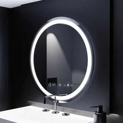 Okrúhle LED zrkadlo 70 cm Celeste Motionglow Marcello Smoteble Clock Defosting System
