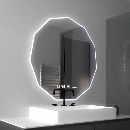 Zrkadlo LED Polygon 70 cm Judith Sensor Motionglow Marcellow System Defosting Clocks a Smoteble Therometer