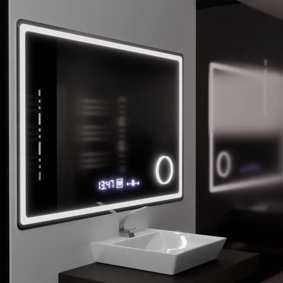 Zrkadlové obdĺžnikové obdĺžniky 120x80cm Souverain Motionglow Marcello Demonant Clock System a Smoble Cosmetic Terometer