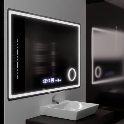 Zrkadlové obdĺžnikové obdĺžniky 120x80cm Souverain Motionglow Marcello Demonant Clock System a Smoble Cosmetic Terometer