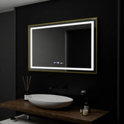 Zrkadlové obdĺžnikové obdĺžnikové 100x80cm Verite Royale Gold Motion Glow Marcello Smoteble Clock Defosting System